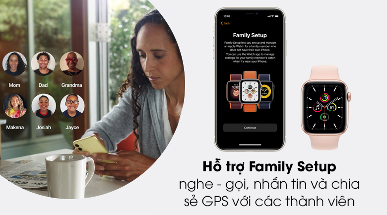 Apple Watch SE 40mm giúp kết nối thành viên trong gia đình qua tính năng Family Setup