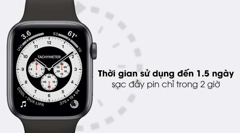 Apple Watch SE 44mm viền nhôm dây cao su có thời lượng pin 1.5 ngày