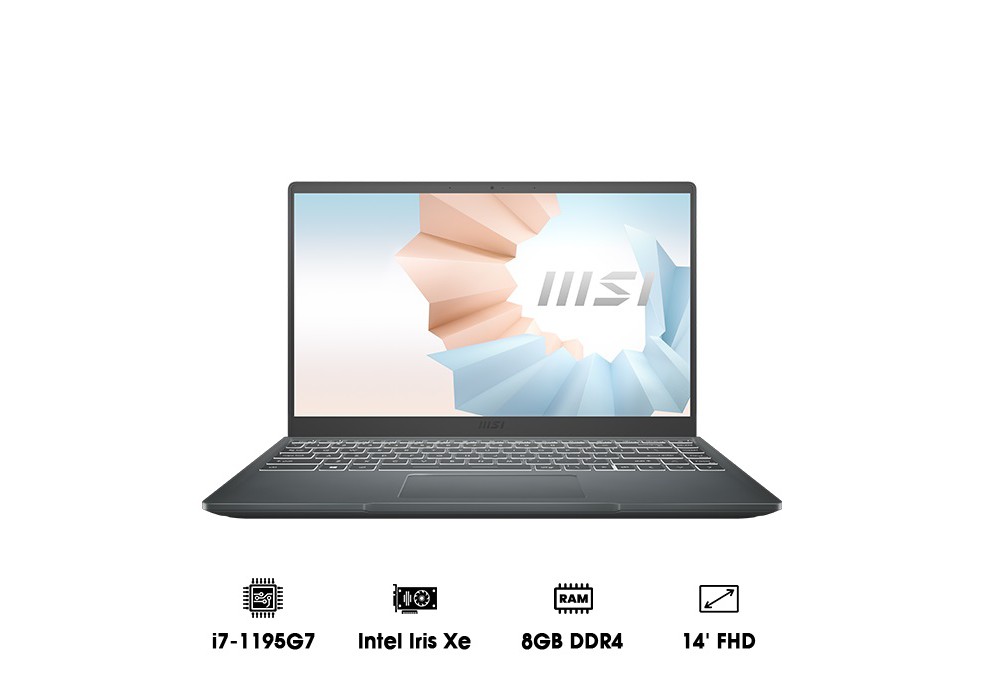 MSI Modern 14 B11MOU-1033VN (i7-1195G7 | 8GB | 512GB | Intel Iris Xe Graphics | 14' FHD | Win 11| Gray)